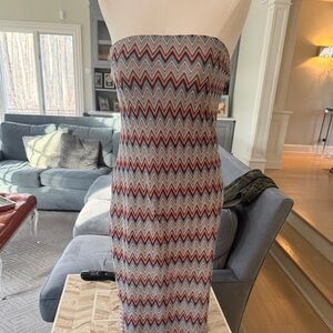 Chevron knit strapless dress